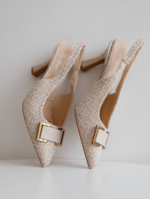 Escarpin Julia Slingback 3751 à bout pointu, en tweed, avec un talon de 9 cm offrant une excellente stabilité et une idée de confort.