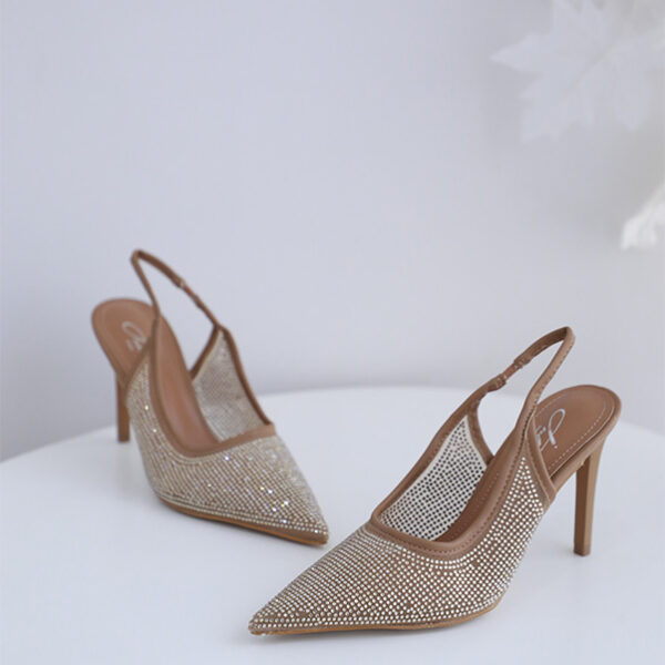 Escarpin Julia 3757 à bout pointu, tulle transparent, avec un talon de 10 cm apporte une touche de sophistication à toute tenue.